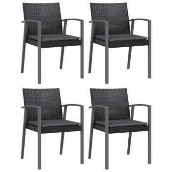 Gartenstühle mit Kissen 4 Stk. Schwarz 56,5x57x83cm Poly Rattan
