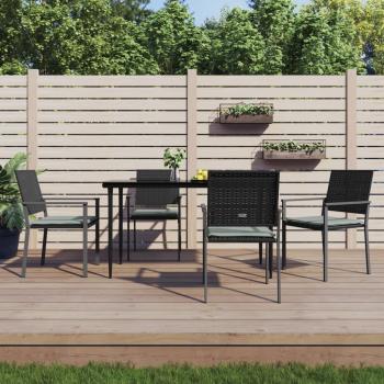 ARDEBO.de - 5-tlg. Garten-Essgruppe mit Kissen Poly Rattan und Stahl