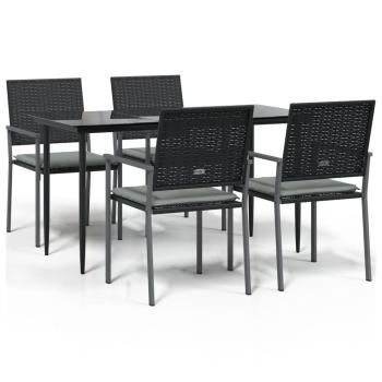 5-tlg. Garten-Essgruppe mit Kissen Poly Rattan und Stahl