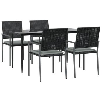 5-tlg. Garten-Essgruppe mit Kissen Poly Rattan und Stahl