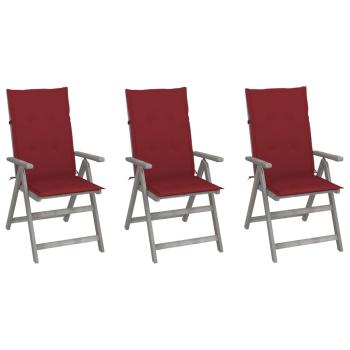 ARDEBO.de - Verstellbare Gartenstühle 3 Stk. mit Auflagen Massivholz Akazie