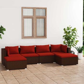 ARDEBO.de - 6-tlg. Garten-Lounge-Set mit Auflagen Poly Rattan Braun