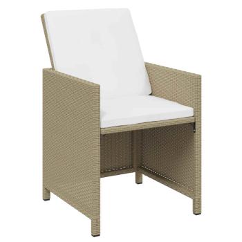 19-tlg. Garten-Essgruppe mit Kissen Poly Rattan Beige