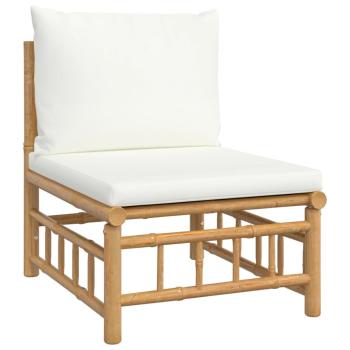 12-tlg. Garten-Lounge-Set mit Cremewei?en Kissen Bambus