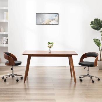 ARDEBO.de - Esszimmerstühle 2 Stk. Drehbar Schwarz Bugholz und Kunstleder