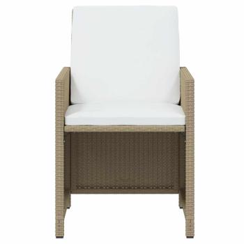 21-tlg. Garten-Essgruppe mit Kissen Poly Rattan Beige