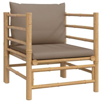 7-tlg. Garten-Lounge-Set mit Taupe Kissen Bambus
