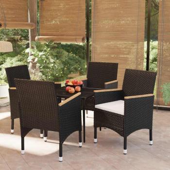ARDEBO.de - 5-tlg. Garten-Essgruppe mit Kissen Schwarz