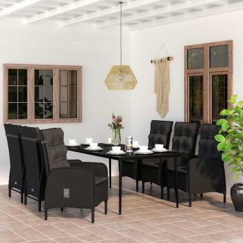ARDEBO.de - 7-tlg. Garten-Essgruppe mit Kissen Schwarz