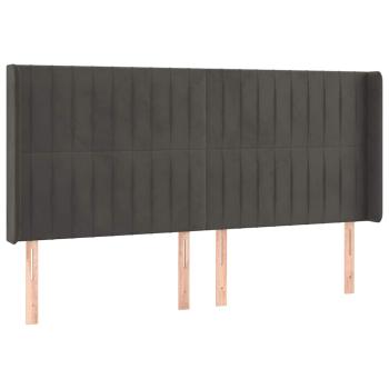 Kopfteil mit Ohren Dunkelgrau 163x16x118/128 cm Samt