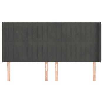 Kopfteil mit Ohren Dunkelgrau 163x16x118/128 cm Samt