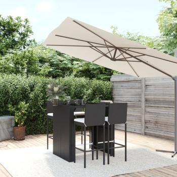 ARDEBO.de - 5-tlg. Gartenbar-Set mit Kissen Schwarz Poly Rattan