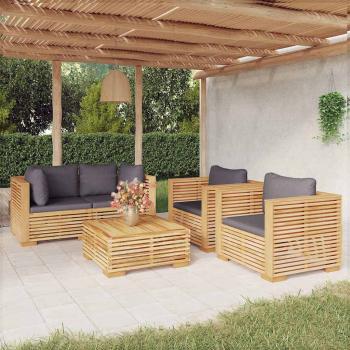 ARDEBO.de - 5-tlg. Garten-Lounge-Set mit Kissen Massivholz Teak