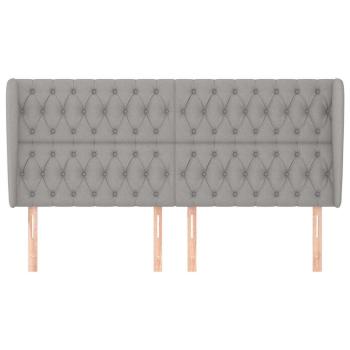 Kopfteil mit Ohren Hellgrau 183x23x118/128 cm Stoff