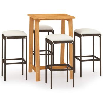 5-tlg. Gartenbar-Set mit Kissen Braun