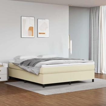 ARDEBO.de - Boxspringbett mit Matratze Creme 180x200 cm Kunstleder