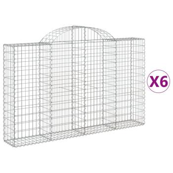 Gabionen mit Hochbogen 6 Stk. 200x30x120/140cm Verzinktes Eisen