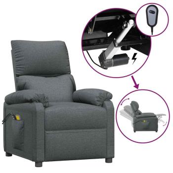 Massagesessel Elektrisch Dunkelgrau Stoff