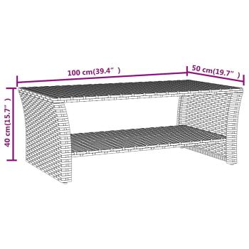 Couchtisch Schwarz 100x50x40 cm Poly Rattan