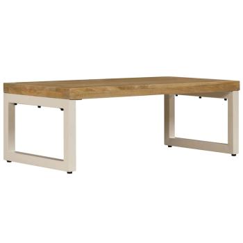 Couchtisch 100x50x35 cm Massivholz Mango und Stahl