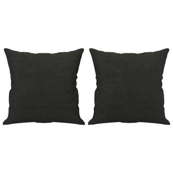 2-tlg. Sofagarnitur mit Kissen Schwarz Stoff
