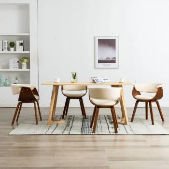 ARDEBO.de - Esszimmerstühle 4 Stk. Creme Bugholz und Kunstleder