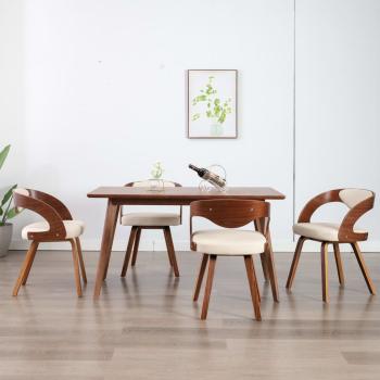 ARDEBO.de - Esszimmerstühle 4 Stk. Creme Bugholz und Kunstleder