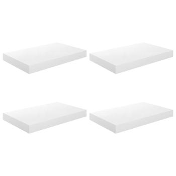 Schweberegale 4 Stk. Hochglanz-Weiß 40x23,5x3,8 cm MDF