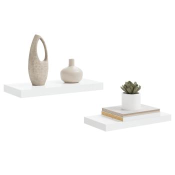 Schweberegale 2 Stk. Hochglanz-Wei? 50x23,5x3,8 cm MDF