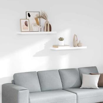 ARDEBO.de - Schweberegale 2 Stk. Hochglanz-Weiß 80x23,5x3,8 cm MDF