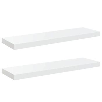 Schweberegale 2 Stk. Hochglanz-Weiß 80x23,5x3,8 cm MDF