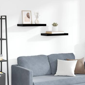 ARDEBO.de - Schweberegale 2 Stk. Hochglanz-Schwarz 50x23,5x3,8 cm MDF
