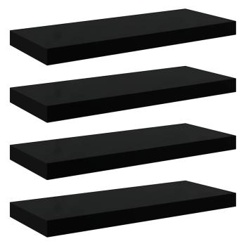 Schweberegale 4 Stk. Hochglanz-Schwarz 60x23,5x3,8 cm MDF