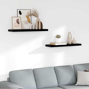 ARDEBO.de - Schweberegale 2 Stk. Hochglanz-Schwarz 80x23,5x3,8 cm MDF