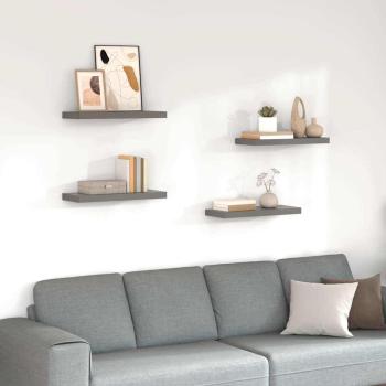 ARDEBO.de - Schweberegale 4 Stk. Hochglanz-Grau 60x23,5x3,8 cm MDF