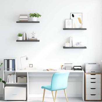 Schweberegale 4 Stk. Hochglanz-Grau 60x23,5x3,8 cm MDF