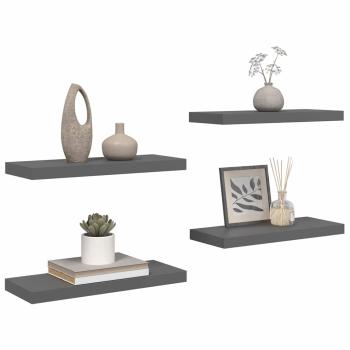 Schweberegale 4 Stk. Hochglanz-Grau 60x23,5x3,8 cm MDF