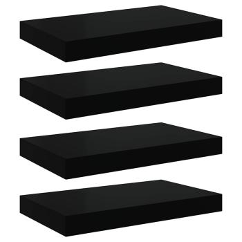 Schweberegale 4 Stk. Schwarz 40x23,5x3,8 cm MDF