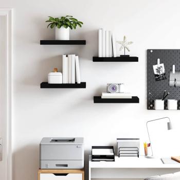 Schweberegale 4 Stk. Schwarz 40x23,5x3,8 cm MDF