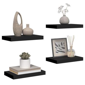 Schweberegale 4 Stk. Schwarz 40x23,5x3,8 cm MDF