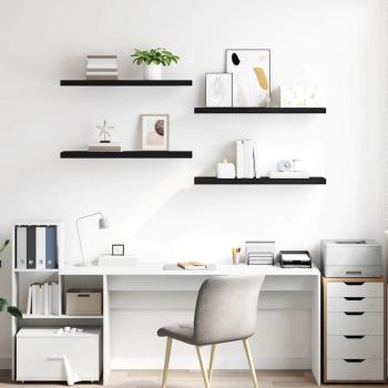 Schweberegale 4 Stk. Schwarz 90x23,5x3,8 cm MDF