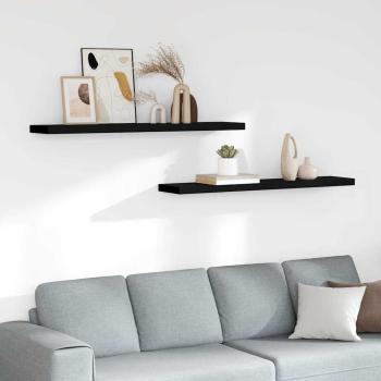 ARDEBO.de - Schweberegale 2 Stk. Schwarz 120x23,5x3,8 cm MDF