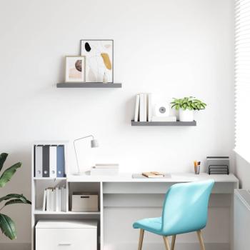 Schwebende Wandregale 2 Stk. Grau 60x23,5x3,8cm MDF