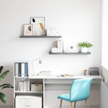 Schwebende Wandregale 2 Stk. Grau 120x23,5x3,8 cm MDF
