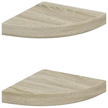 Eck-Schweberegale 2 Stk. Eichen-Optik 25x25x3,8 cm MDF