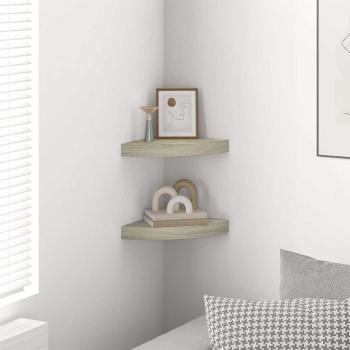 Eck-Schweberegale 2 Stk. Eichen-Optik 25x25x3,8 cm MDF
