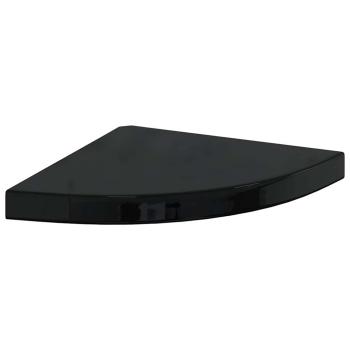 Eck-Schweberegale 2 Stk. Hochglanz-Schwarz 35x35x3,8 cm MDF