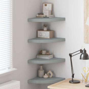 ARDEBO.de - Eck-Schweberegale 4 Stk. Grau 35x35x3,8 cm MDF