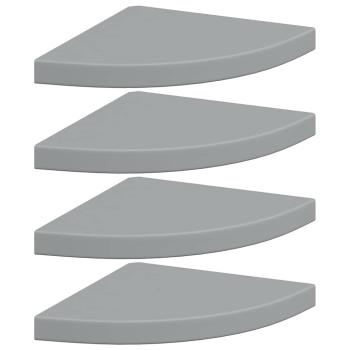Eck-Schweberegale 4 Stk. Grau 35x35x3,8 cm MDF
