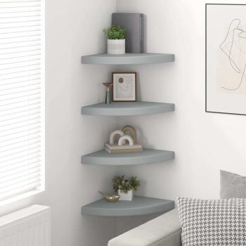 Eck-Schweberegale 4 Stk. Grau 35x35x3,8 cm MDF